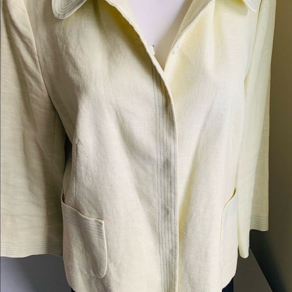 Zara Yellowish Light lime green cotton blend blazer 3/4 sleeves collared US 12 - Picture 11 of 13